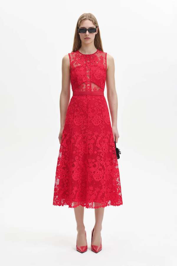 099MR RED LACE MIDI DRESS