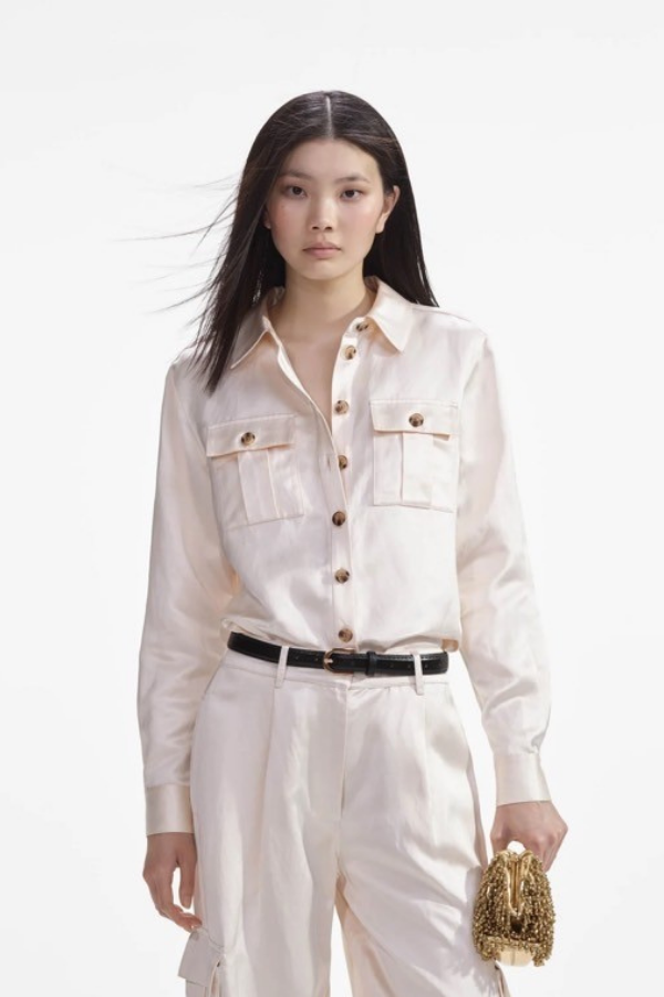 158T CREAM SATIN SHIRT