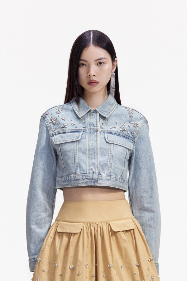 841J CRYSTAL EMBELLISHED DENIM JACKET