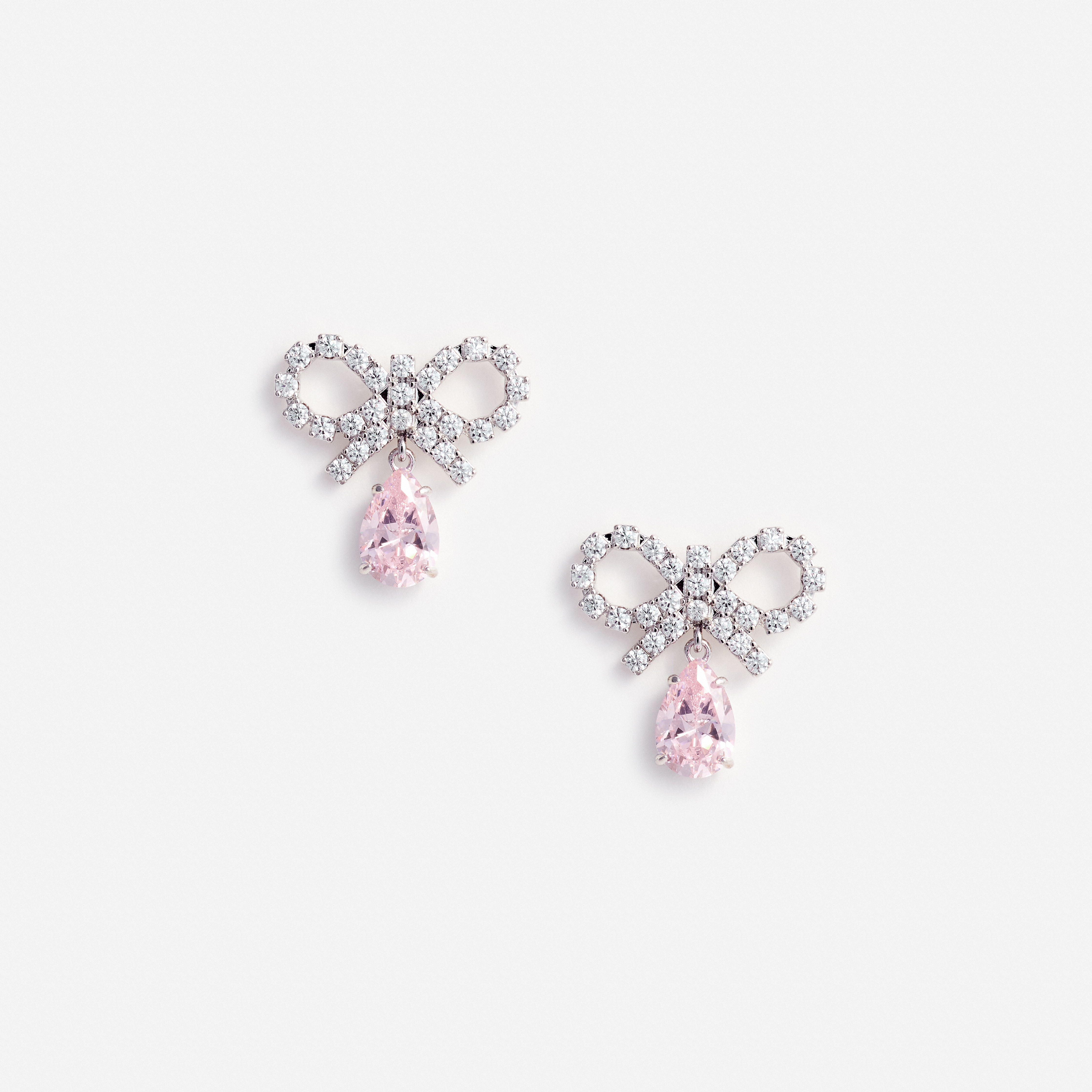 618E MICRO BOW DROPLET EARRINGS ACC PINK