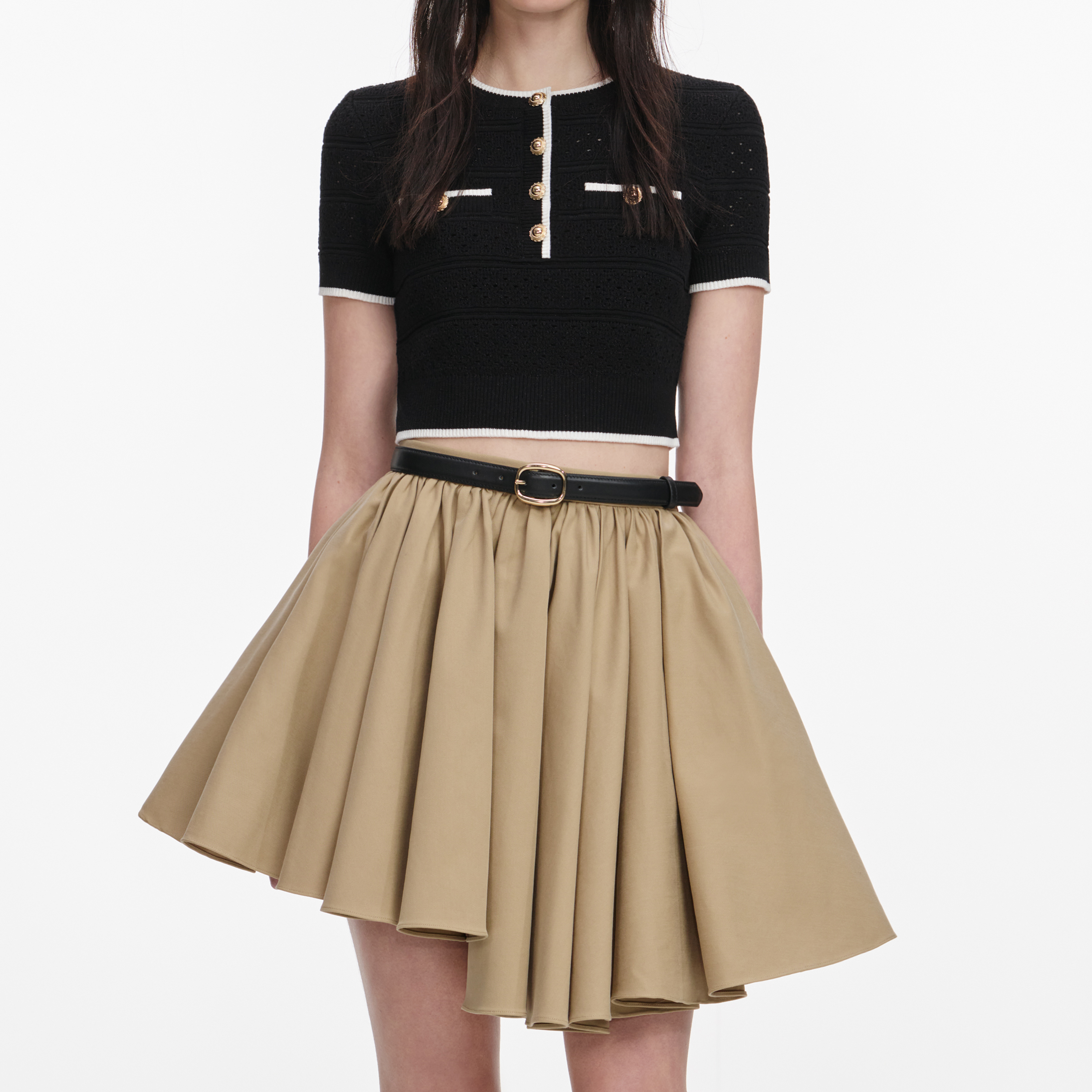 087SKTAN COTTON MINI SKIRT
